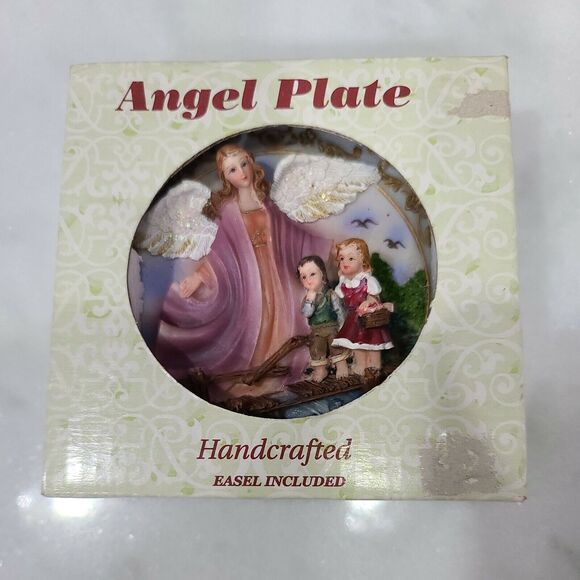DECORATIVE 3-D EMBOSSED ANGEL PLATE HANDCRAFTED NEW OLD STOCK SMALL - Picture 1 of 4